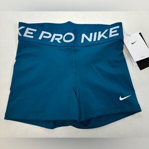 New! Nike Pro Traning Shorts Mid Rise 3” Medium Support Dark Turquoise